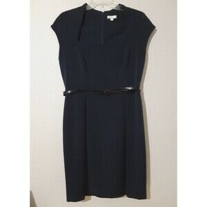 Shoshanna Dark Navy Blue Queen Anna Neck Structured Sheath Work Dress Size 12